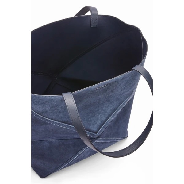 Large Puzzle Fold Tote in suede calfskin - Image 5