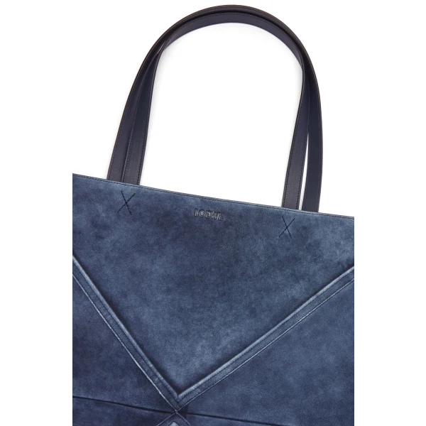 Large Puzzle Fold Tote in suede calfskin - Image 6