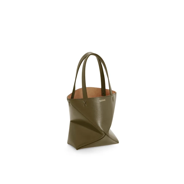 Mini Puzzle Fold Tote in shiny calfskin - Image 5