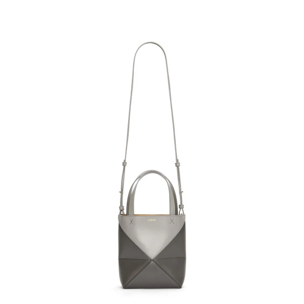 Mini Puzzle Fold Tote in shiny calfskin - Image 3