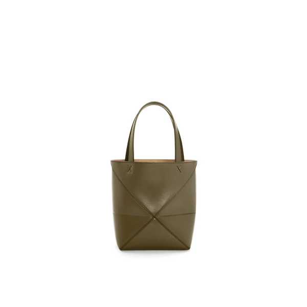 Mini Puzzle Fold Tote in shiny calfskin - Image 8