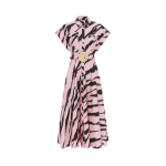 Anita Pocket Shirt Midi Dress - Tiger Print in Pink