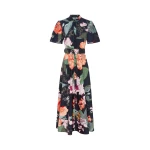 Bianca Short Sleeve Midi Dress - Lush Print in Black