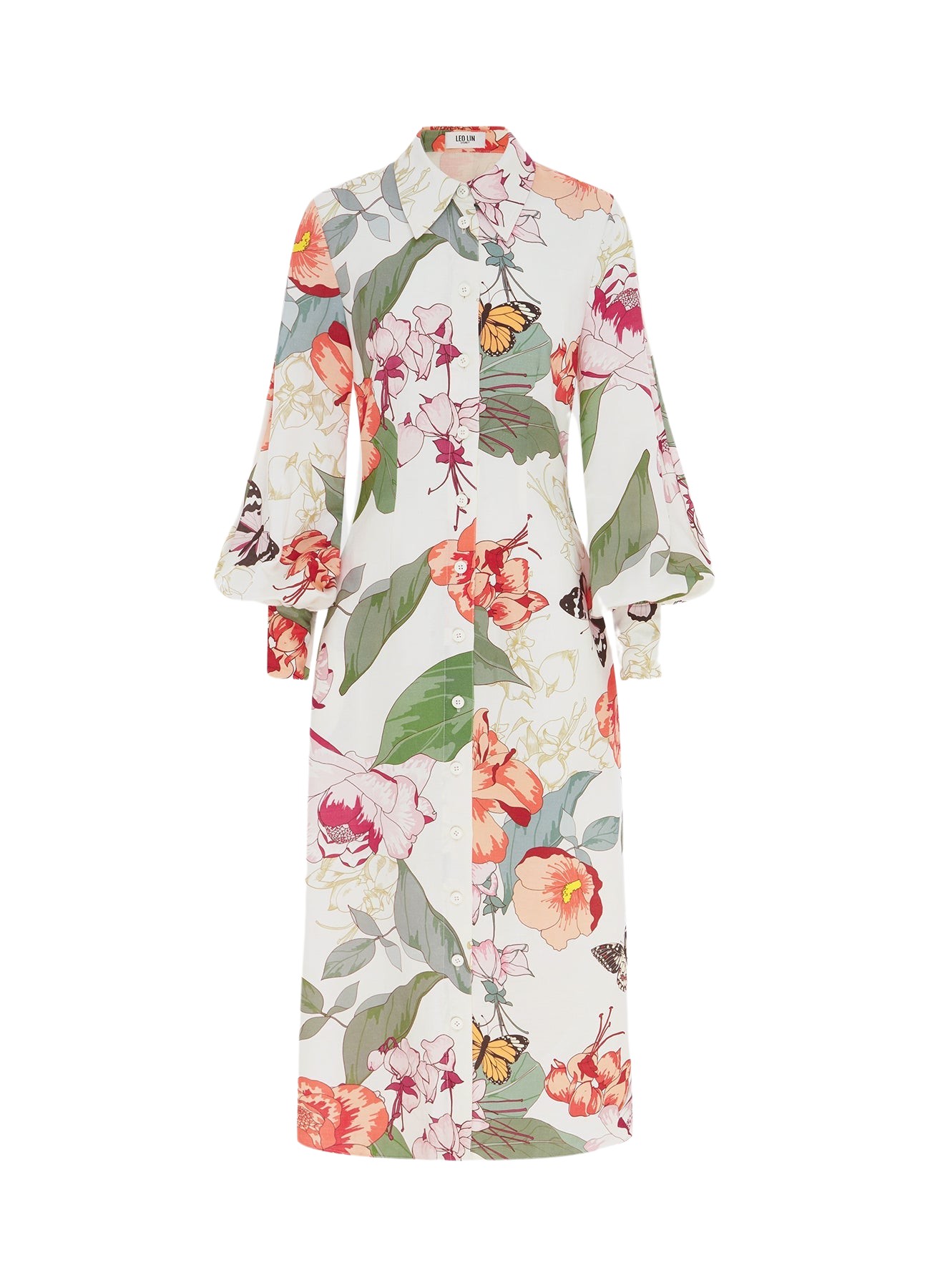 Leo Lin Cecilia Linen Midi Dress – Lush Print in White