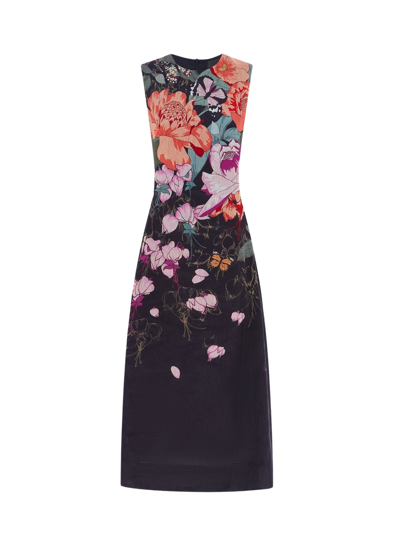 Leo Lin Cleo Sleeveless Midi Dress – Lush Print in Black