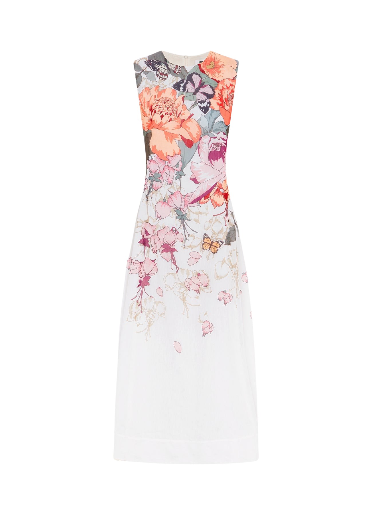 Leo Lin Cleo Sleeveless Midi Dress – Lush Print in White