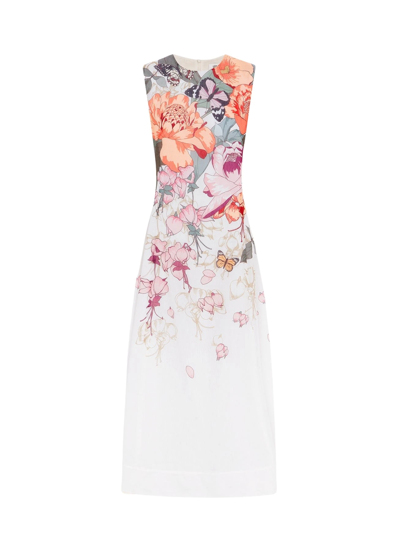 Leo-Lin-Cleo-Sleeveless-Midi-Dress-Lush-Print-in-White-662036_nobg Cleo Sleeveless Midi Dress - Lush Print in White - Image 1