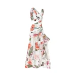 Tyler Asymmetric Gown - Lush Print in White