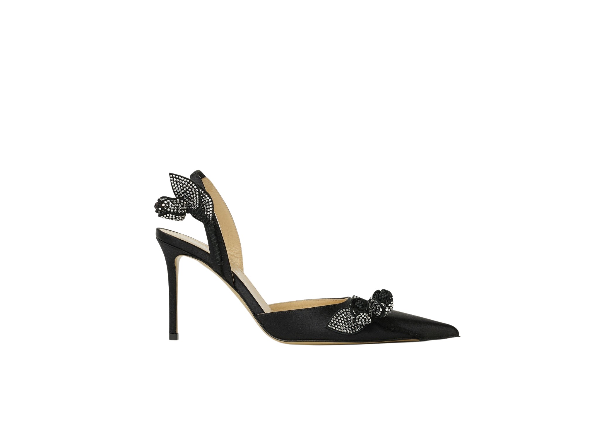 Mach and Mach Wonder Tulip Crystal Slingback Silk Black
