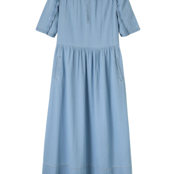 Me and Em Chambray Relaxed Ruffle Midi Dress