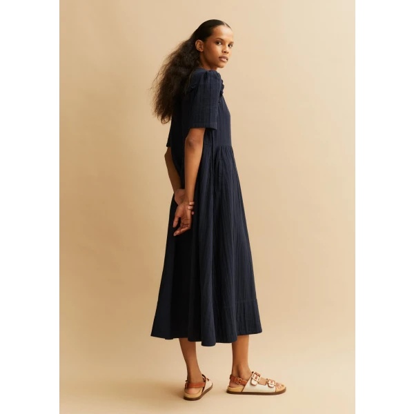 Cheesecloth Relaxed Ruffle Midi Dress - Image 5