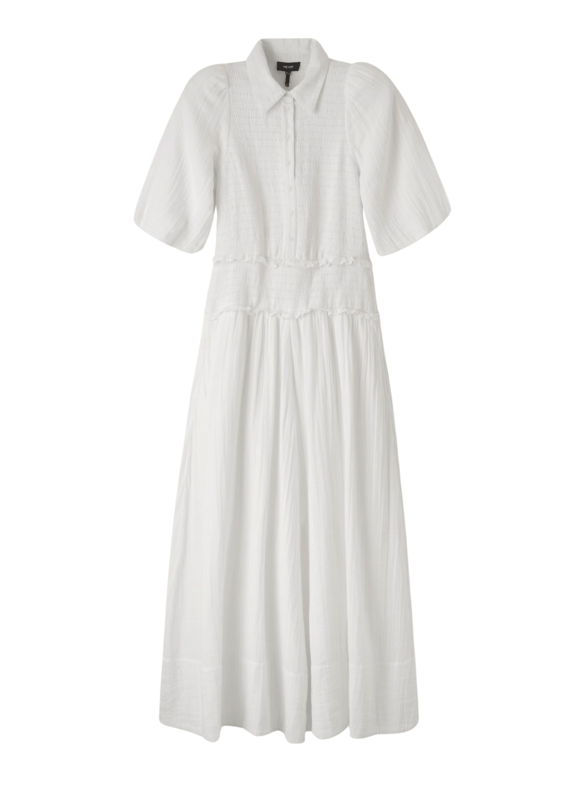 Me and Em Cheesecloth Shirred Maxi Shirt Dress