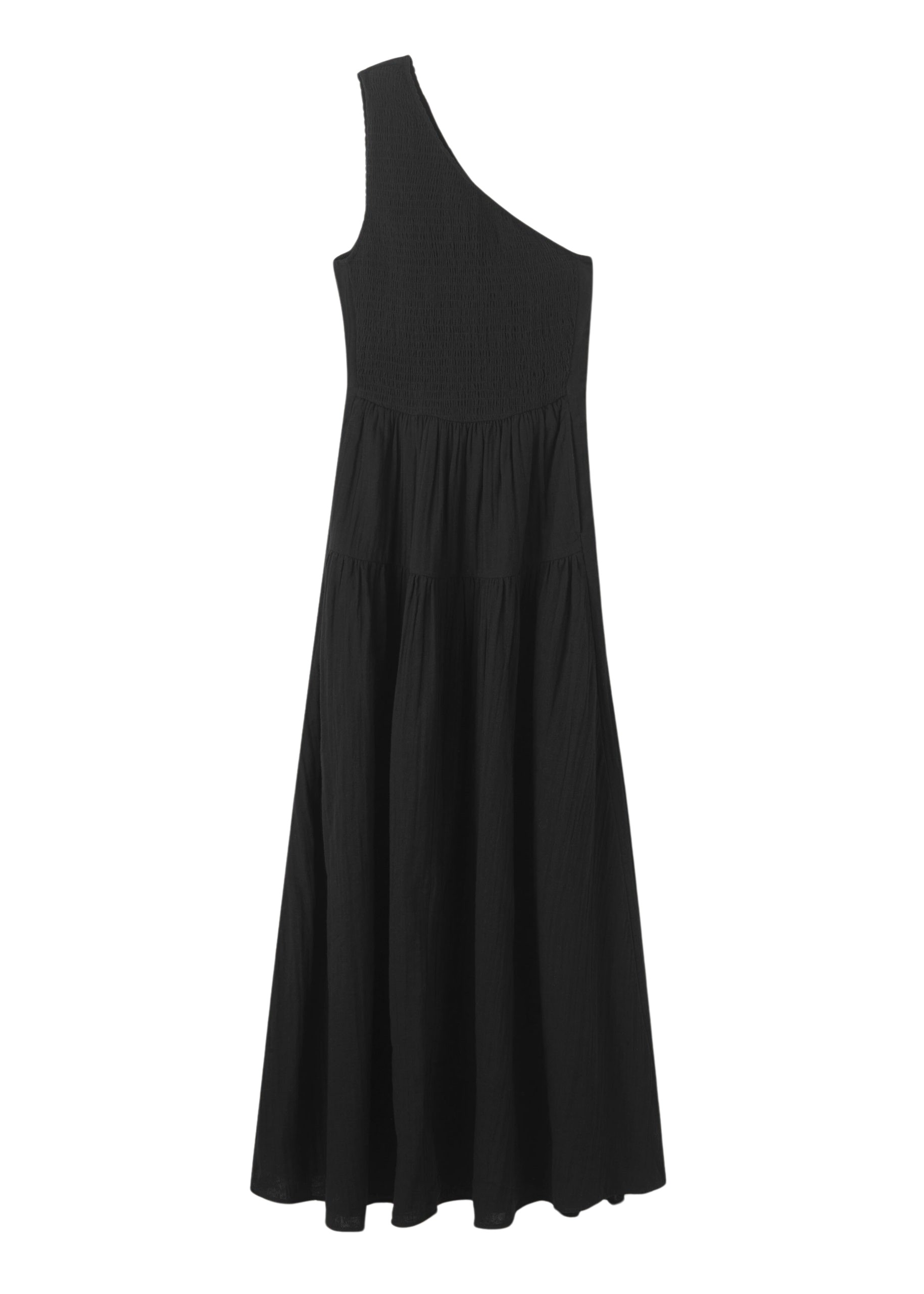Me and Em Cheesecloth Shirred One Shoulder Maxi Dress