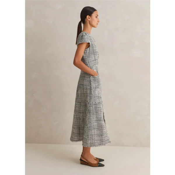 Cotton-Blend Fringe Trim Midi Dress - Image 5
