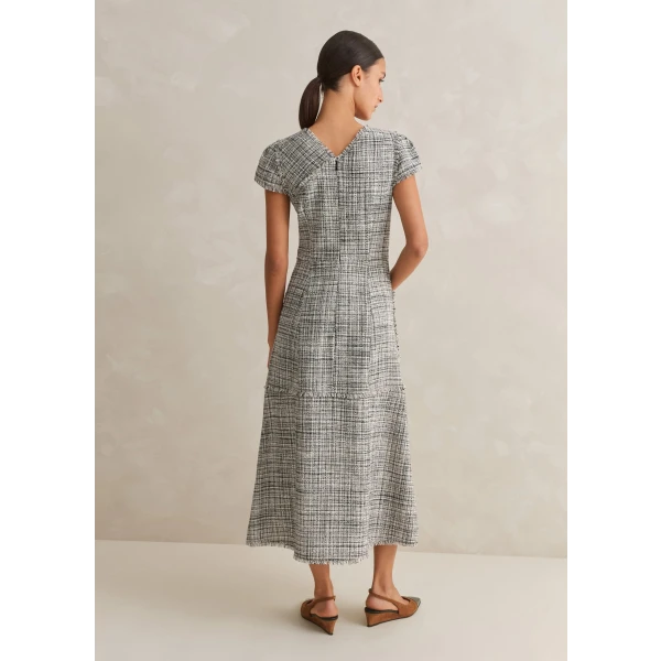 Cotton-Blend Fringe Trim Midi Dress - Image 6