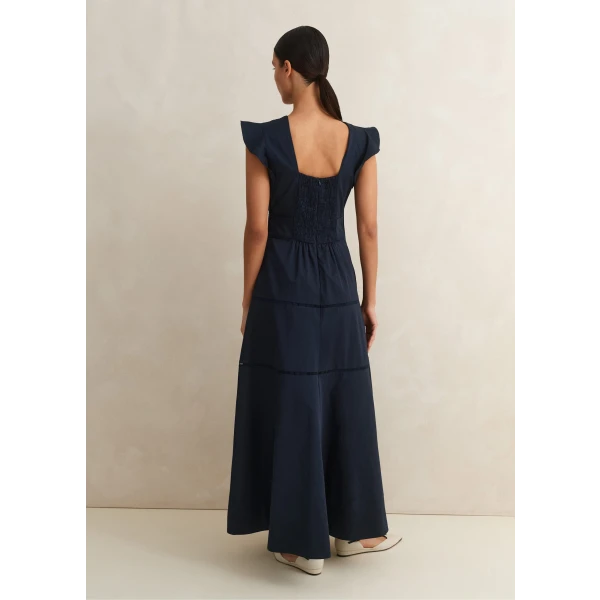 Cotton Poplin Volant Sleeve Maxi Dress - Image 5