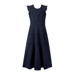 Cotton Poplin Volant Sleeve Maxi Dress