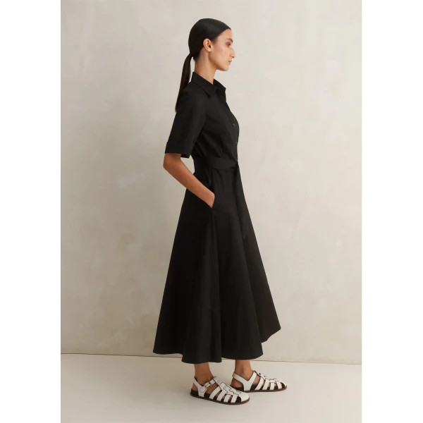 Cotton Sateen Midi Shirt Dress + Belt - Image 5