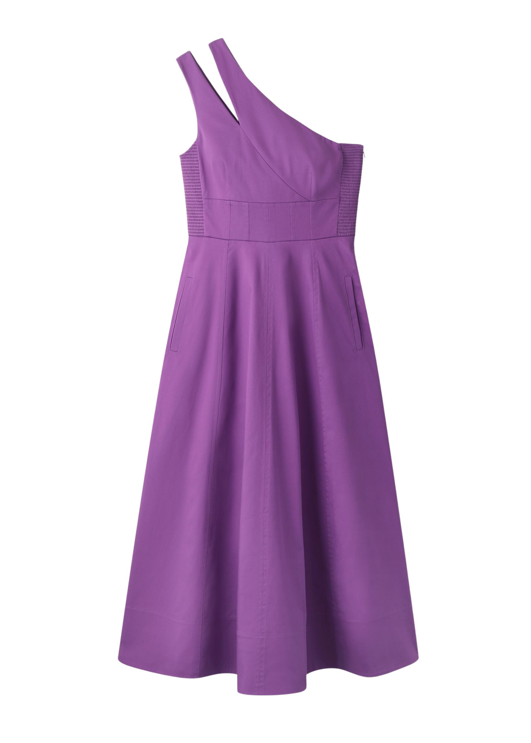 Me and Em Cotton Sateen One Shoulder Midi Dress