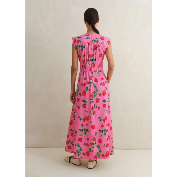 Cotton Sateen Rose Print Maxi Dress - Image 6