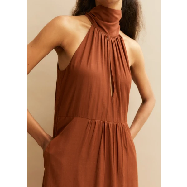 Cotton Voile Halterneck Full-Length Dress - Image 6