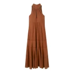 Cotton Voile Halterneck Full-Length Dress
