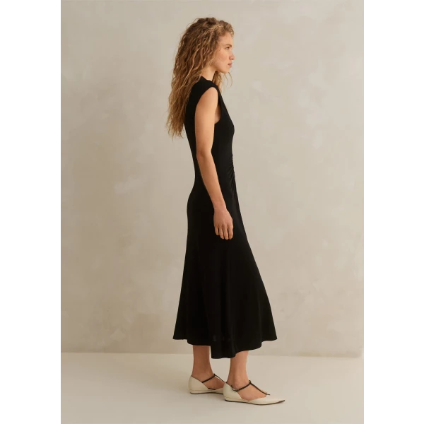 Fluid Crepe Cap Sleeve Midi Dress - Image 6