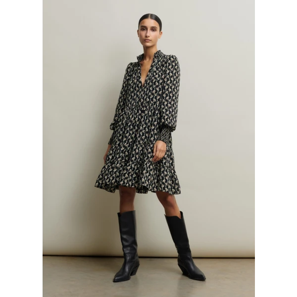 Ginko Leaf Print Short Swing Dress + Belt - Image 6