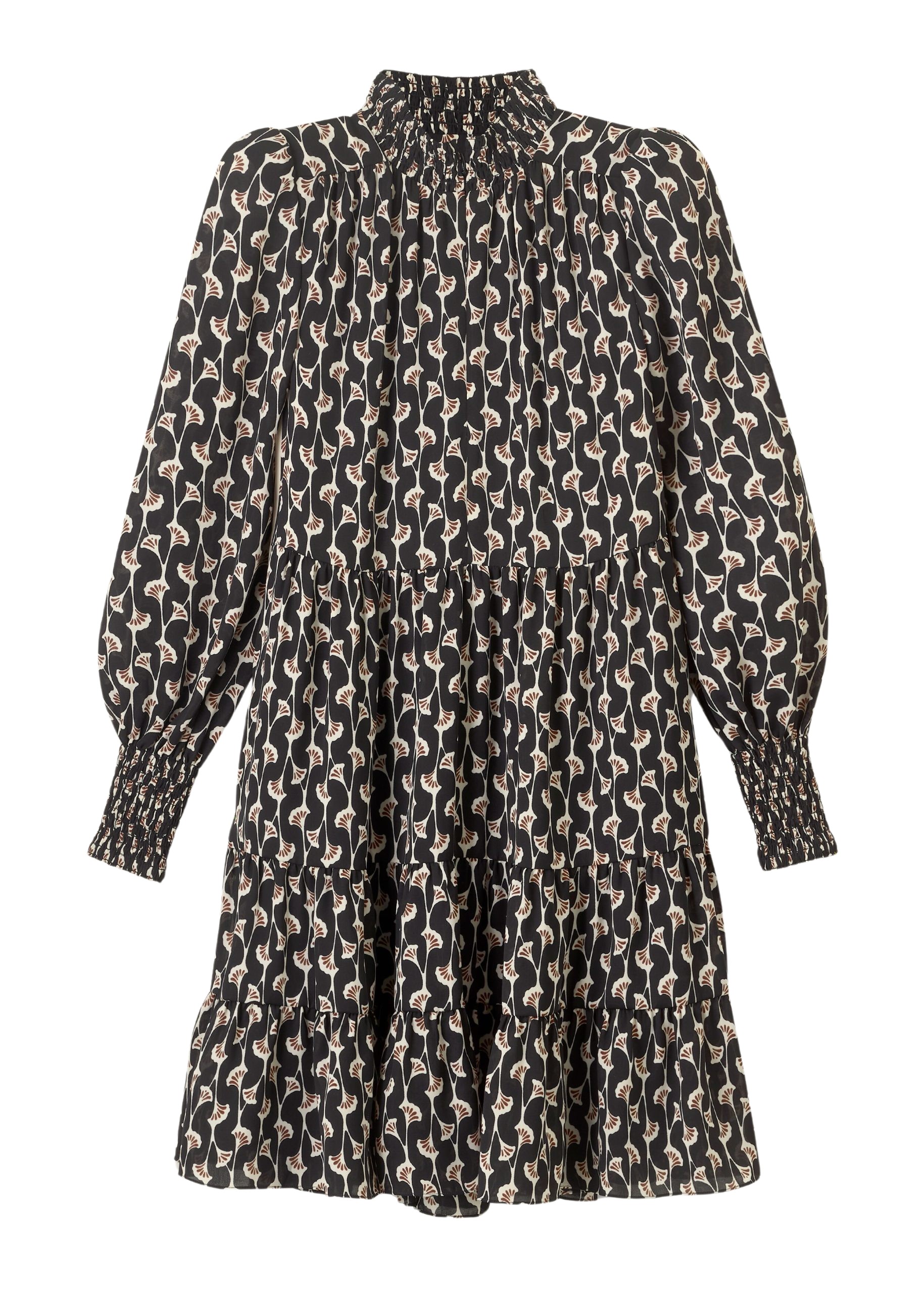Me and Em Ginko Leaf Print Short Swing Dress + Belt