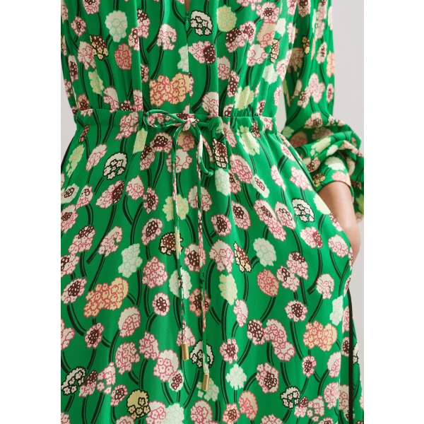 Lantana Flower Print Drawstring Maxi Dress - Image 5