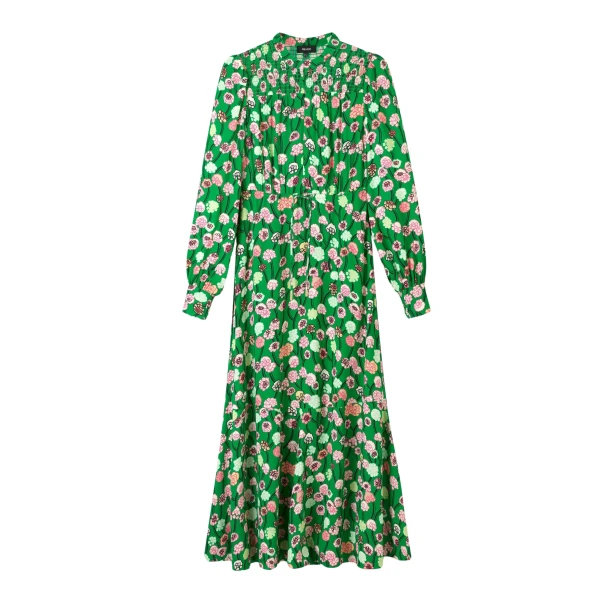 Lantana Flower Print Drawstring Maxi Dress