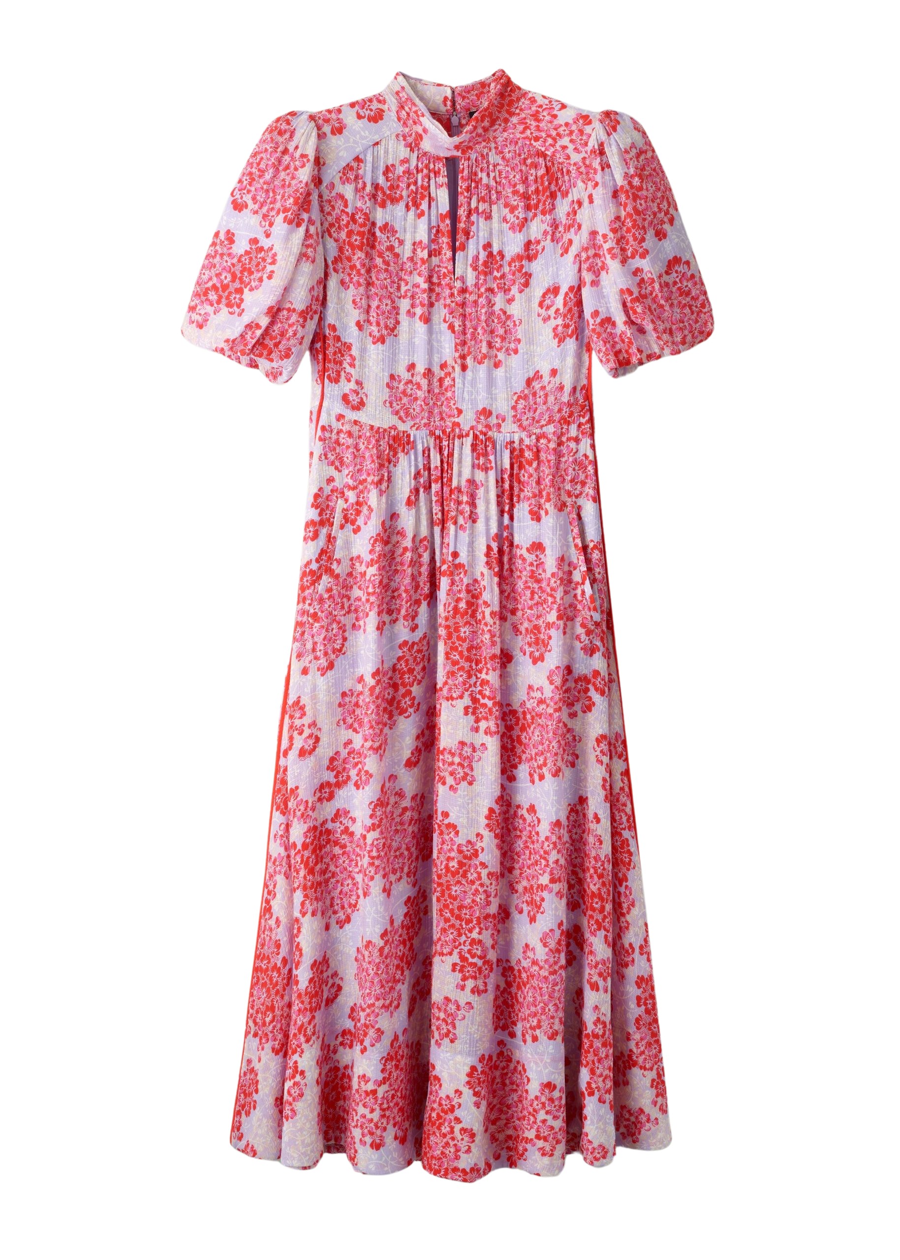 Me and Em Layered Violets Print Midi Dress + Belt