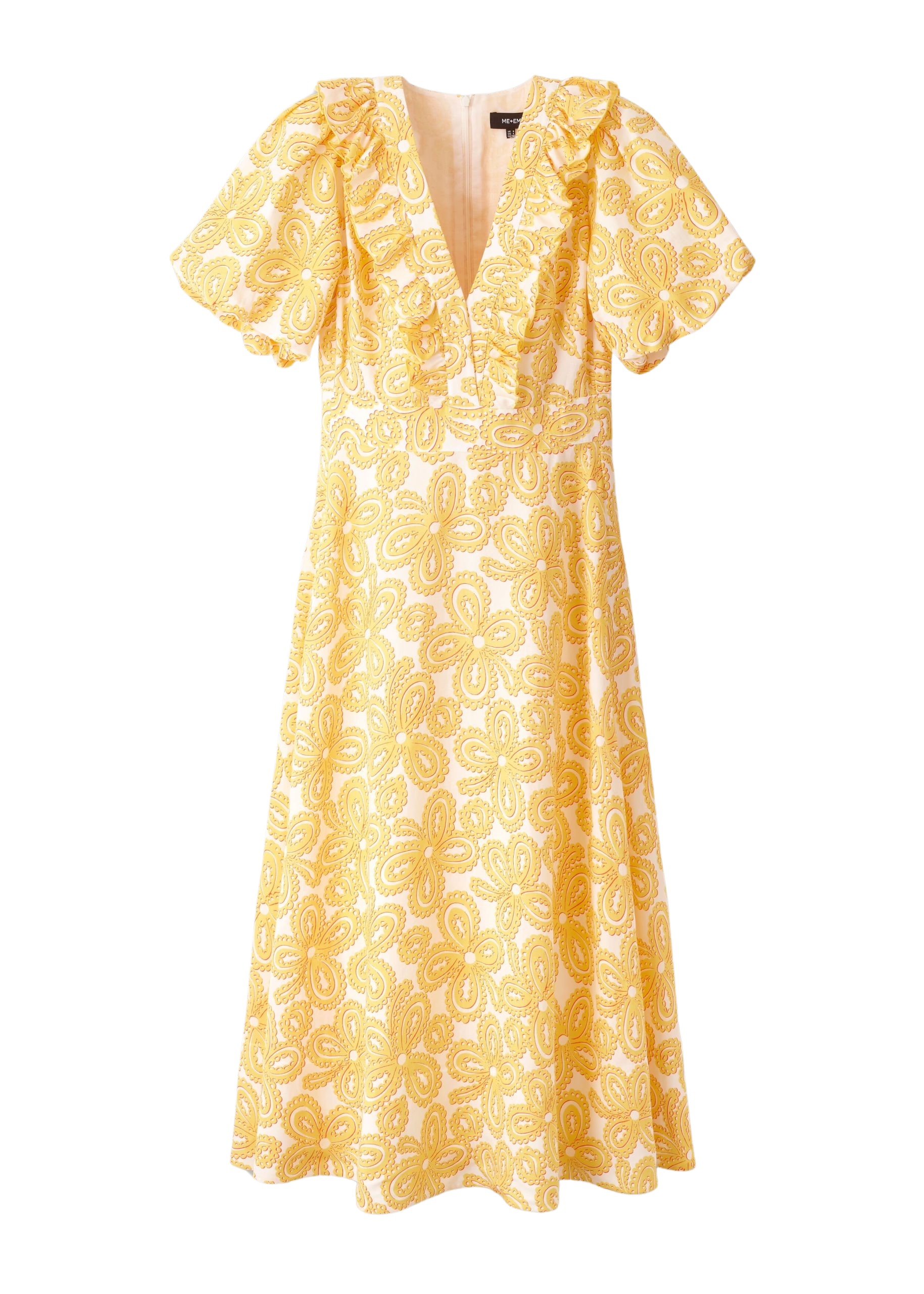 Me and Em Linen-Blend Lace Print Midi Dress