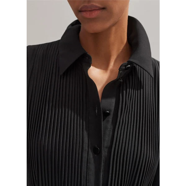Pleated Midi Shirt Dress + Belt - Image 5