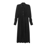 Pleated Midi Shirt Dress + Belt
