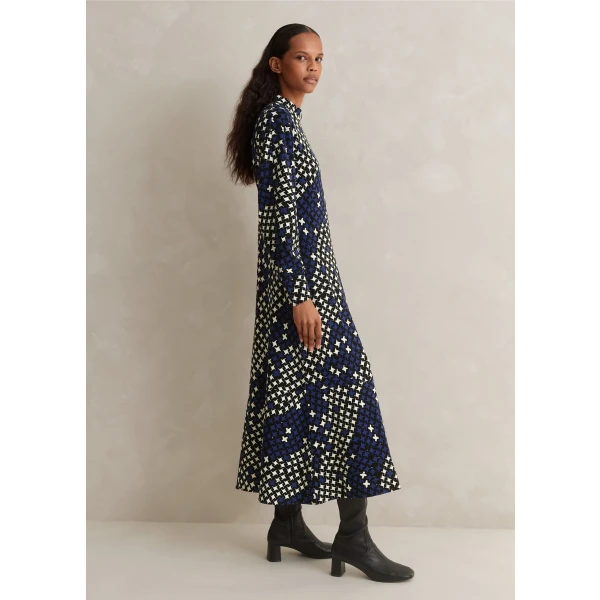 Printed Ponte Balloon Sleeve Maxi Dress - Image 6