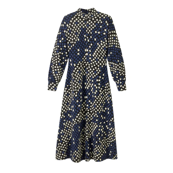Printed Ponte Balloon Sleeve Maxi Dress