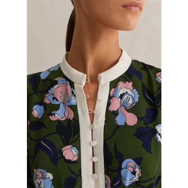 Rose Print Panelled Midi Dress - Image 5