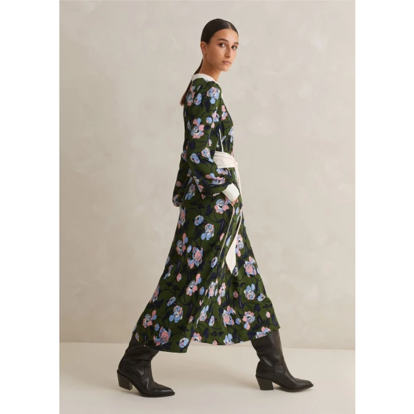 Rose Print Panelled Midi Dress - Image 6