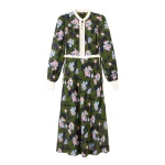 Rose Print Panelled Midi Dress