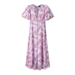 Shadow Berry Print Midi Tea Dress