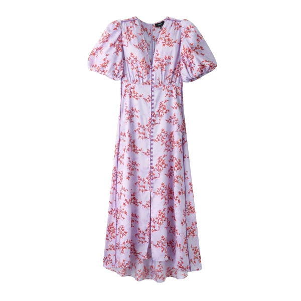 Shadow Berry Print Midi Tea Dress