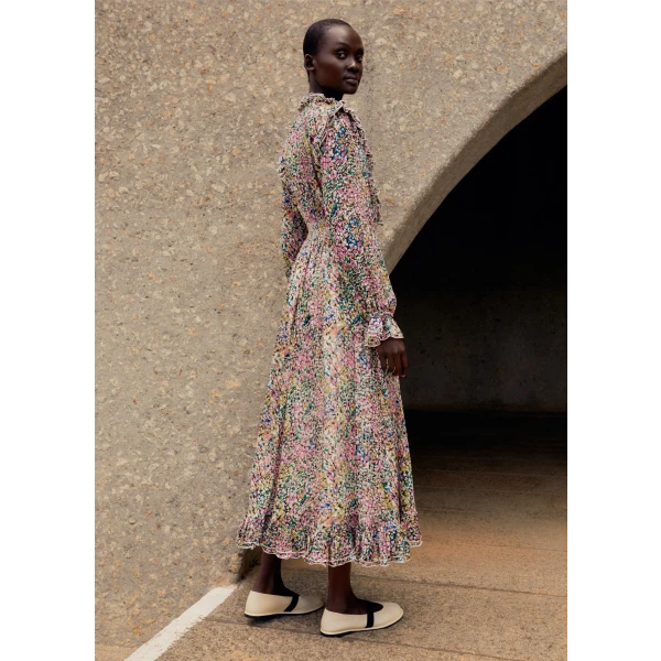 Silk-Blend Devoré Confetti Print Maxi Dress - Image 6