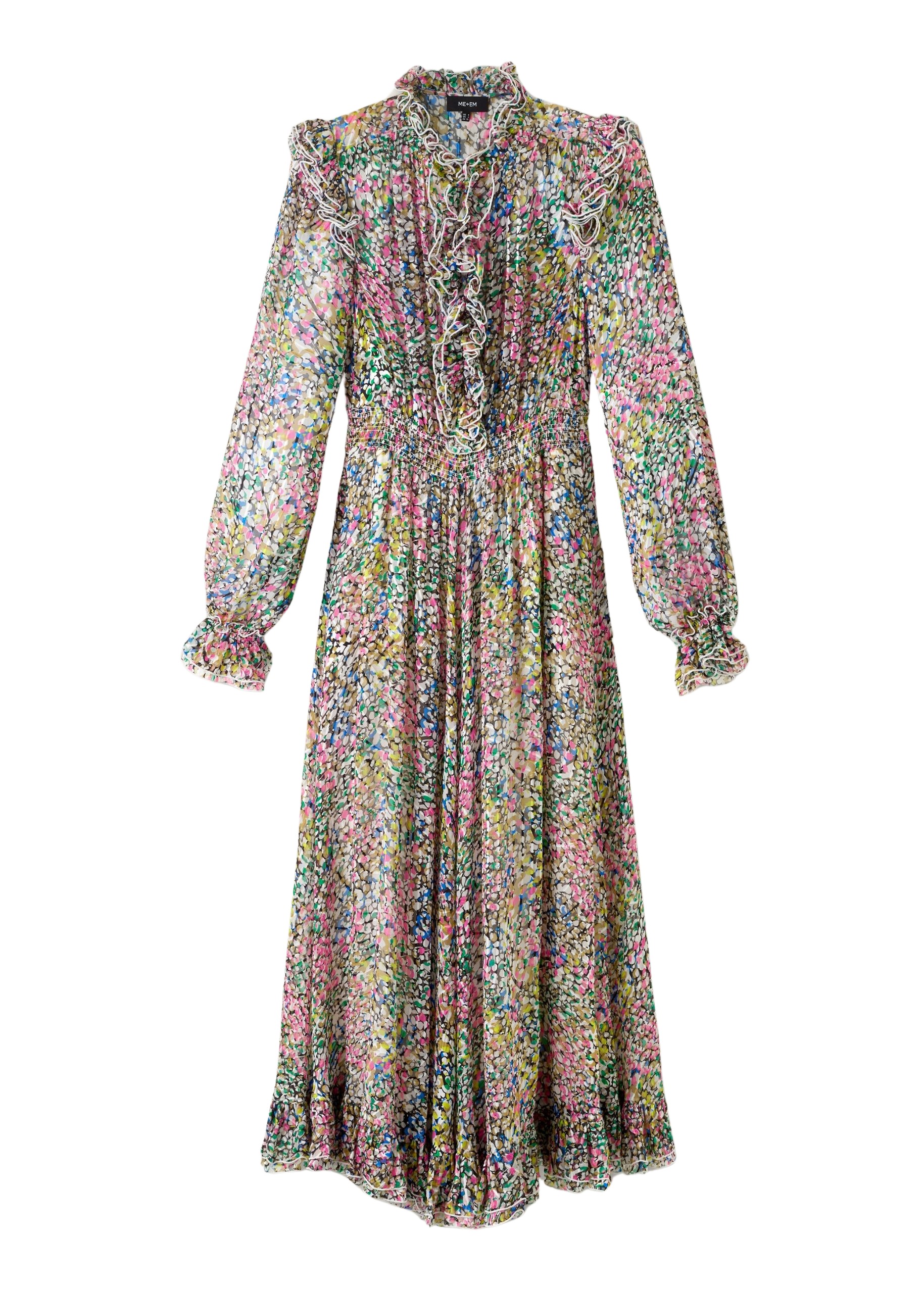 Me and Em Silk-Blend Devoré Confetti Print Maxi Dress