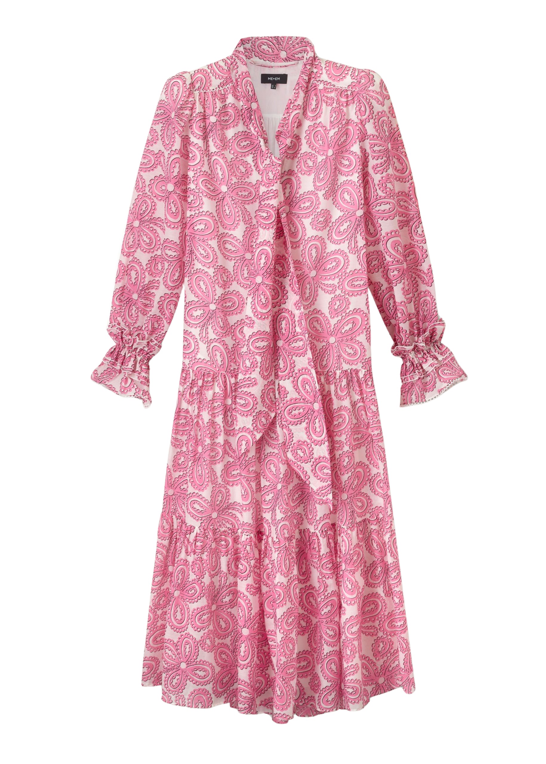 Me and Em Silk Cotton Flower Print Midi Dress with Belt