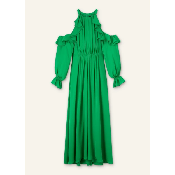Silk Exposed Shoulder Maxi Dress + Belt - Image 5