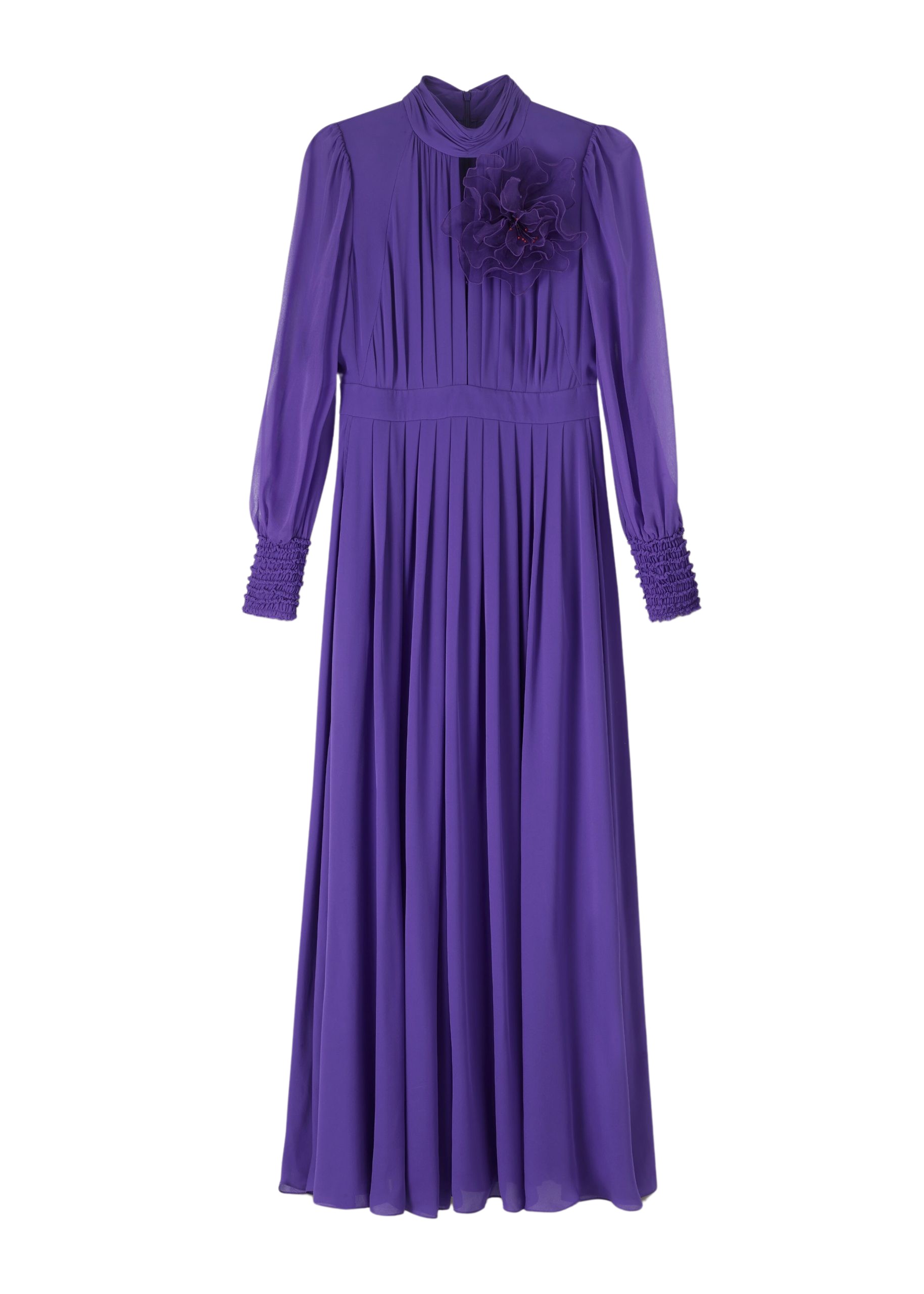 Me and Em Silk Full-Length Dress With Corsage + Belt