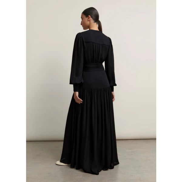 Silk Statement V-Neck Maxi Dress + Belt - Image 6