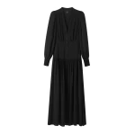Silk Statement V-Neck Maxi Dress + Belt