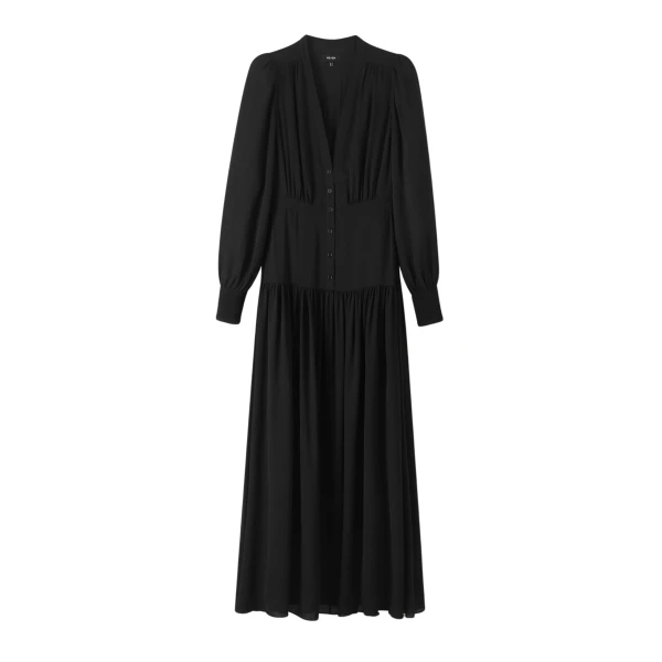 Silk Statement V-Neck Maxi Dress + Belt